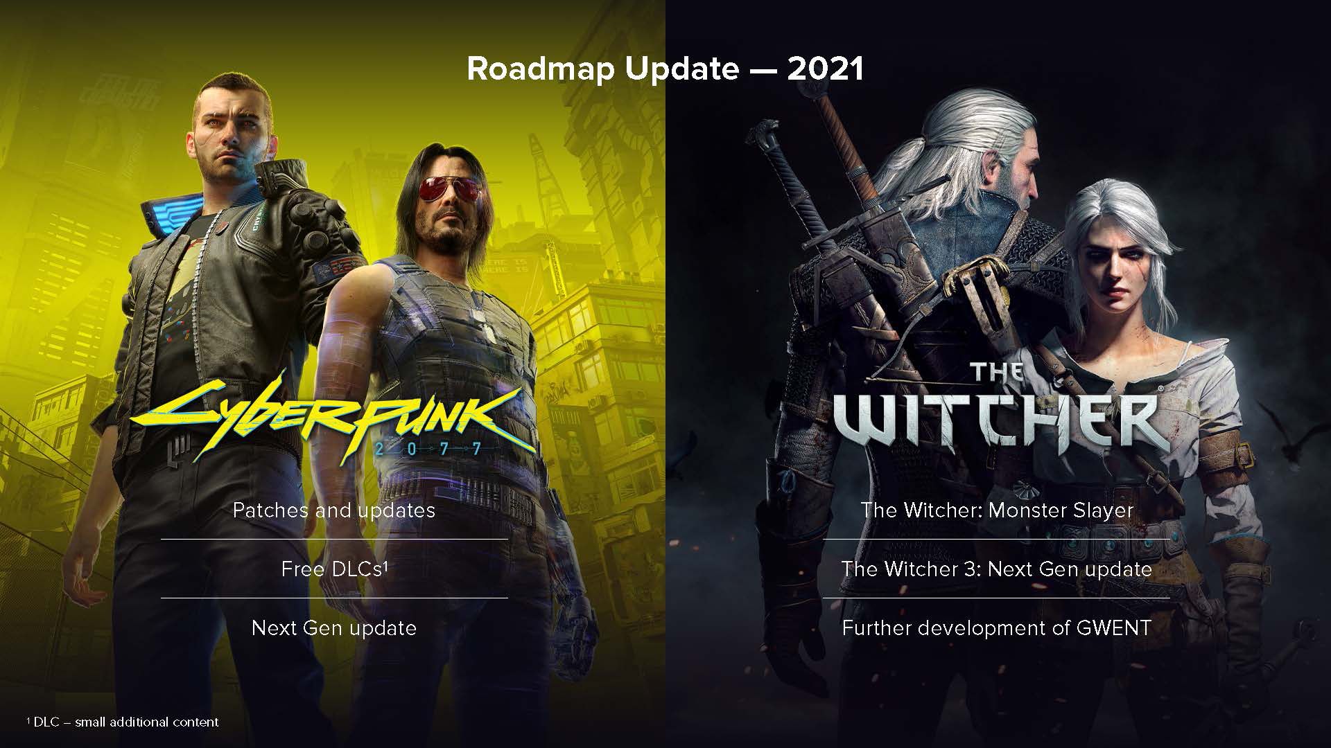 Планы по развитию серий Cyberpunk 2077 и The Witcher в 2021 году.
Источник: CD Projekt