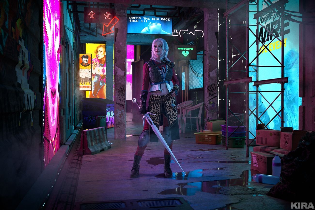 Косплей на Цири из Cyberpunk 2077. Косплеер: Кристина Волкова. Фотограф: Кира Митенкова. Источник: vk.com/kmitenkova_photoarts.