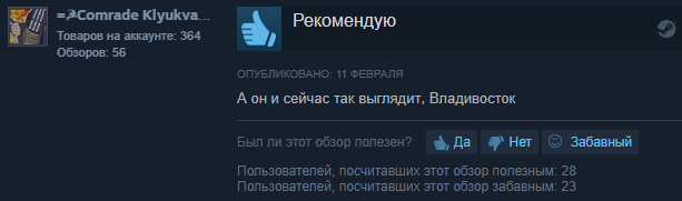 Отзыв пользователя со страницы дополнения в Steam