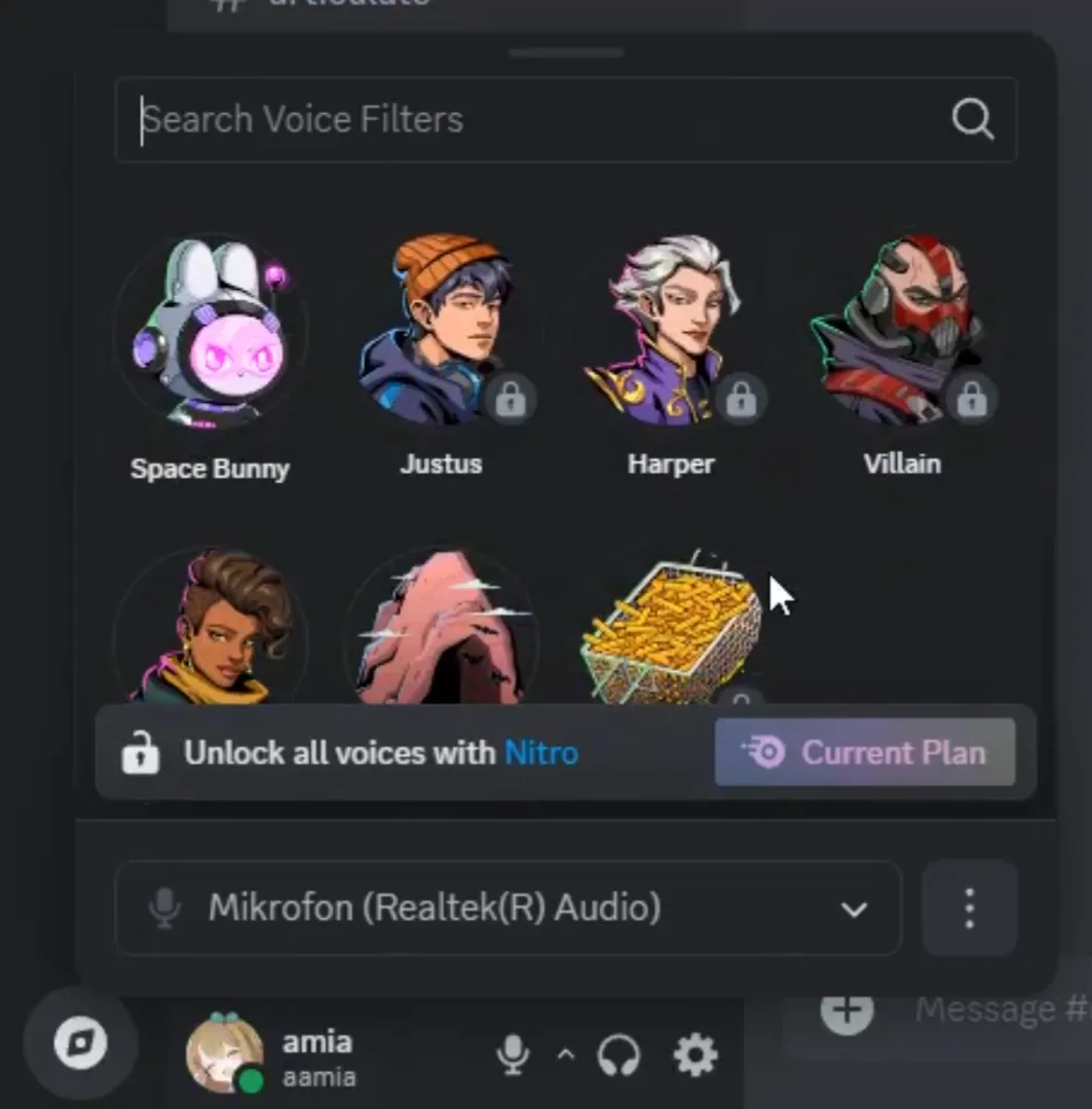Возможная панель с выбором фильтра для голоса | Источник: страница Discord Previews в X
