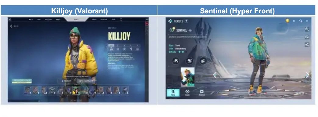 Сравнение Valorant и Hyper Front. Источник: иск Riot Games