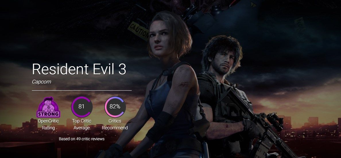 Оценка Resident Evil 3 Remake на OpenCritic