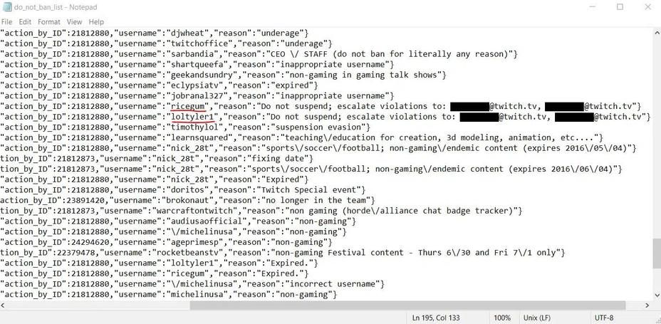 Список &laquo;do_not_ban&raquo; &mdash; утечка данных Twitch