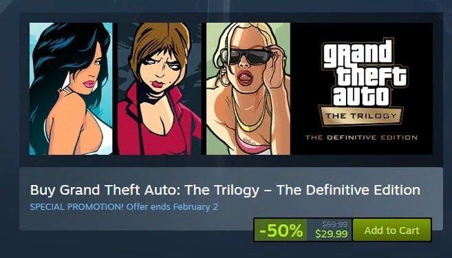 Скидка на GTA III, Vice City и San Andreas в Steam