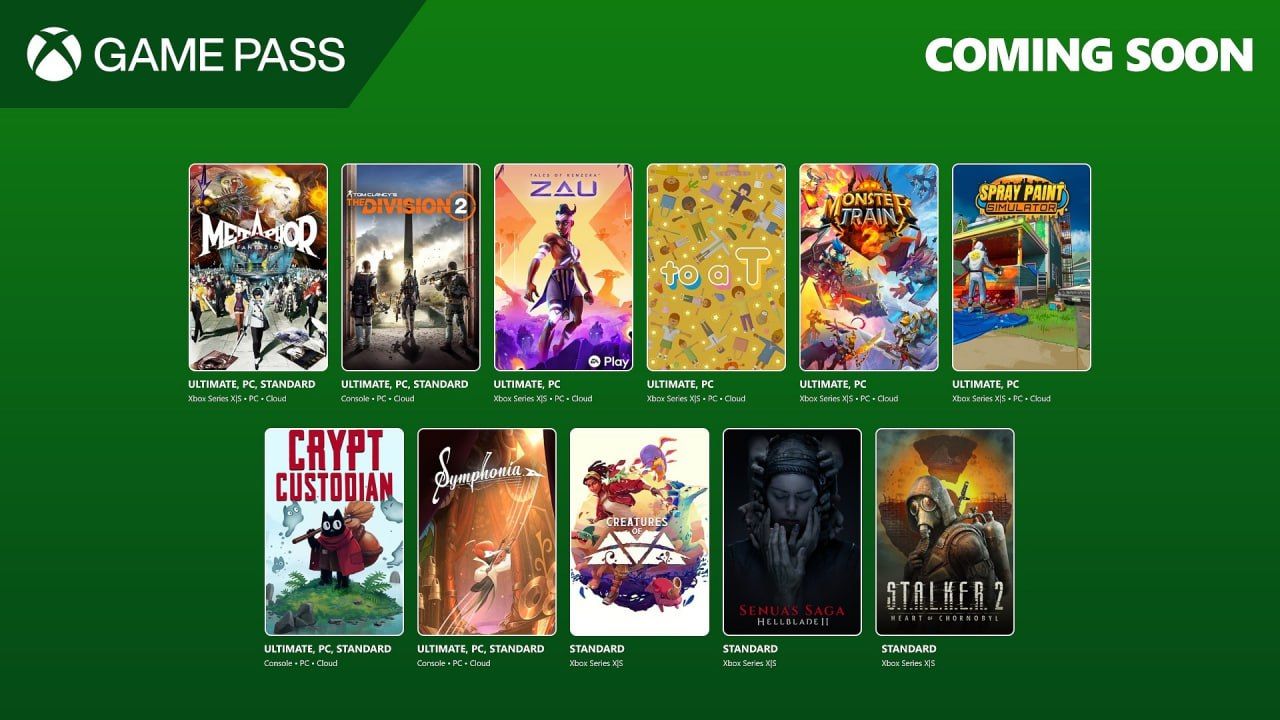 Список пополнения Game Pass. Источник: официальный сайт Xbox