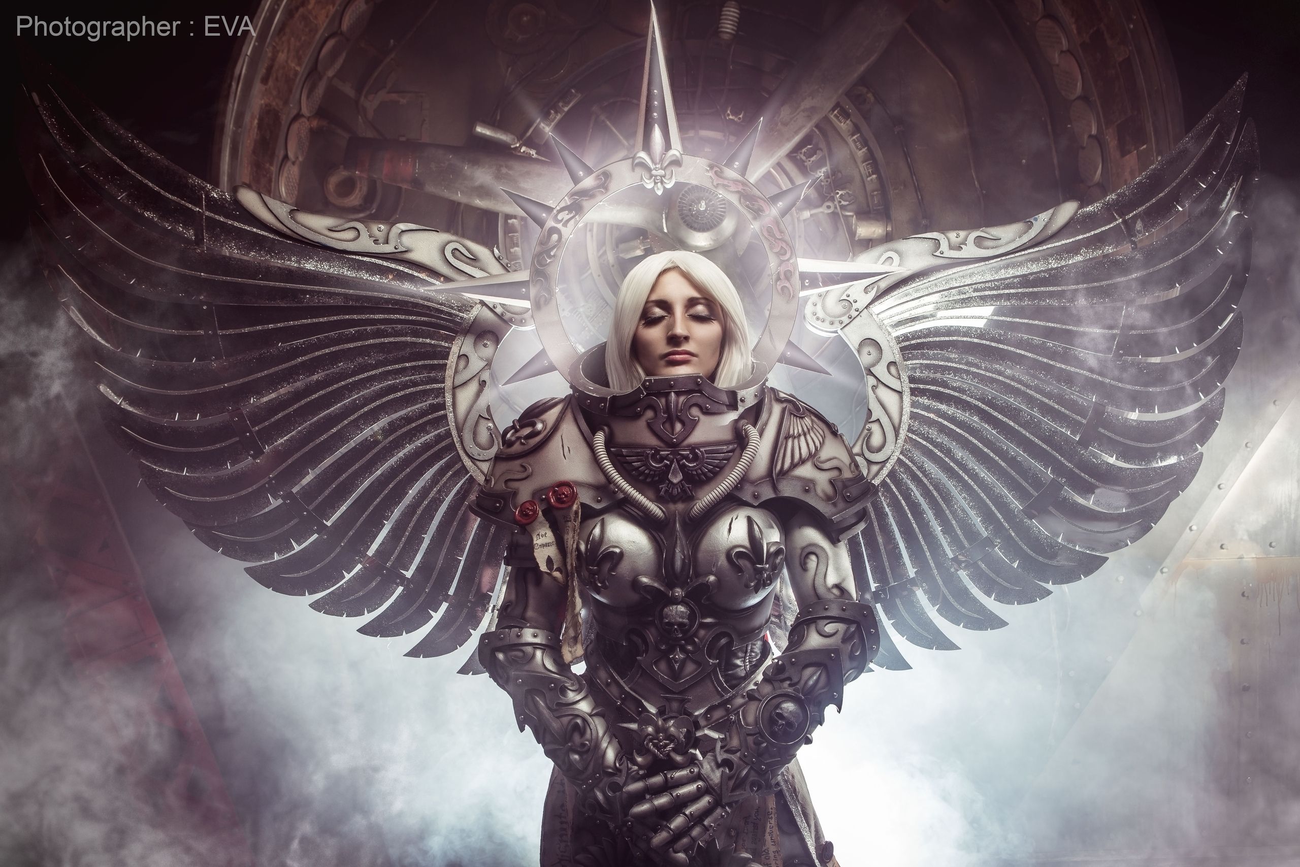 Косплей на Saint Silvana, Adeptus Mechanicus. Warhammer40000. Косплееры: Вrickus, Uchiha Madara, Dominion Terran. Источник: vk.com/eva_cosplay