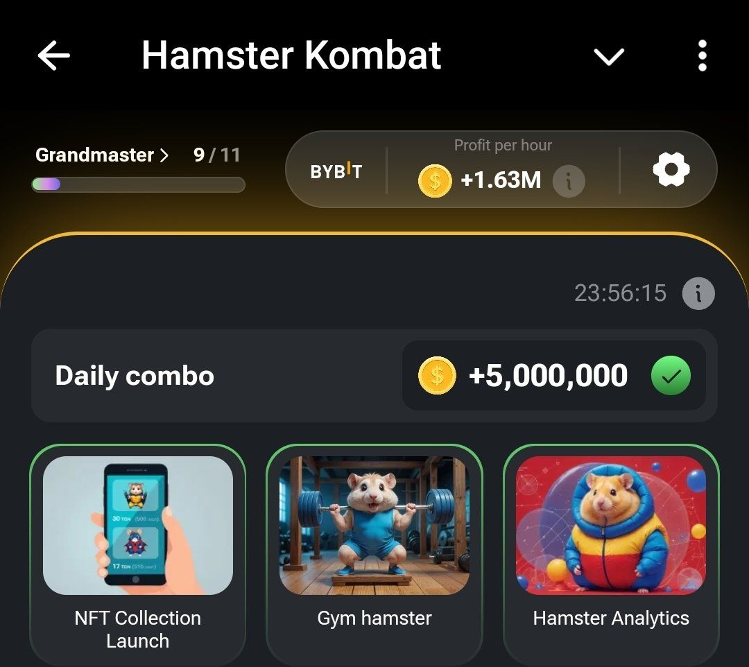 Комбо карты в Hamster Kombat (Хомяк) на 16–17 сентября