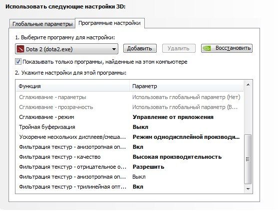 Настройки NVIDIA для максимального FPS в Dota 2