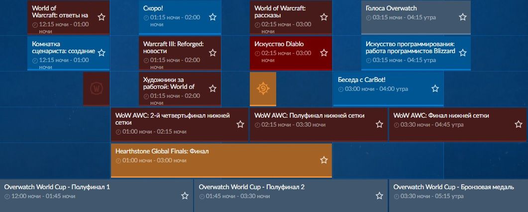 Расписание второго дня BlizzCon 2019. Источник: blizzcon.com