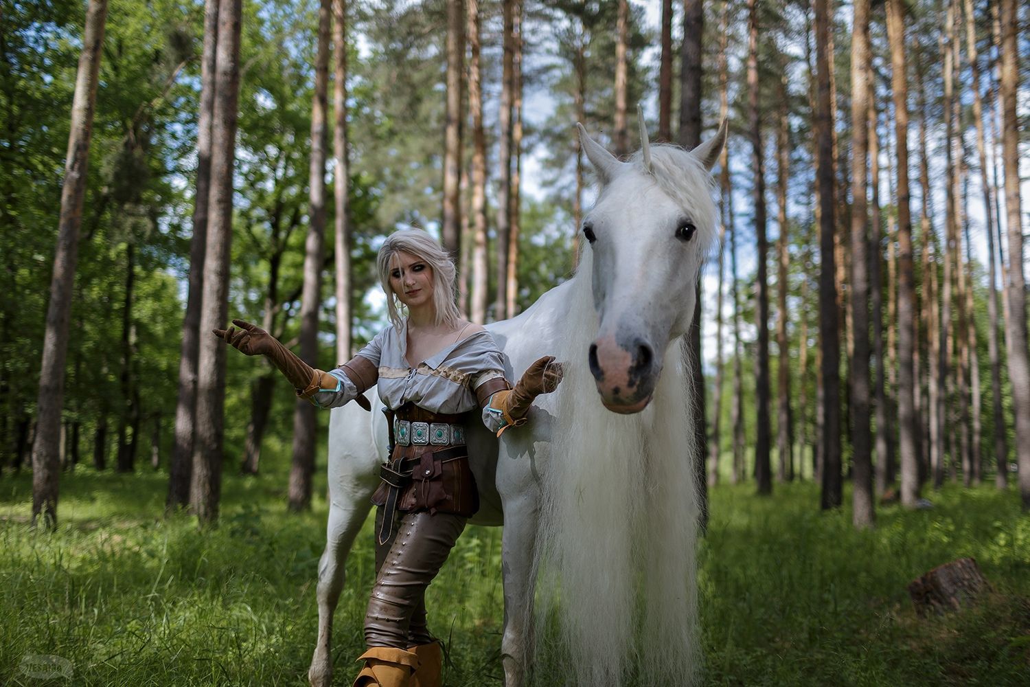 Косплей на Цири и единорога из &laquo;Ведьмака&raquo;. Косплеер: Mina Bloody. Фотограф: VESANIA. Источник: vk.com/elena_vesania