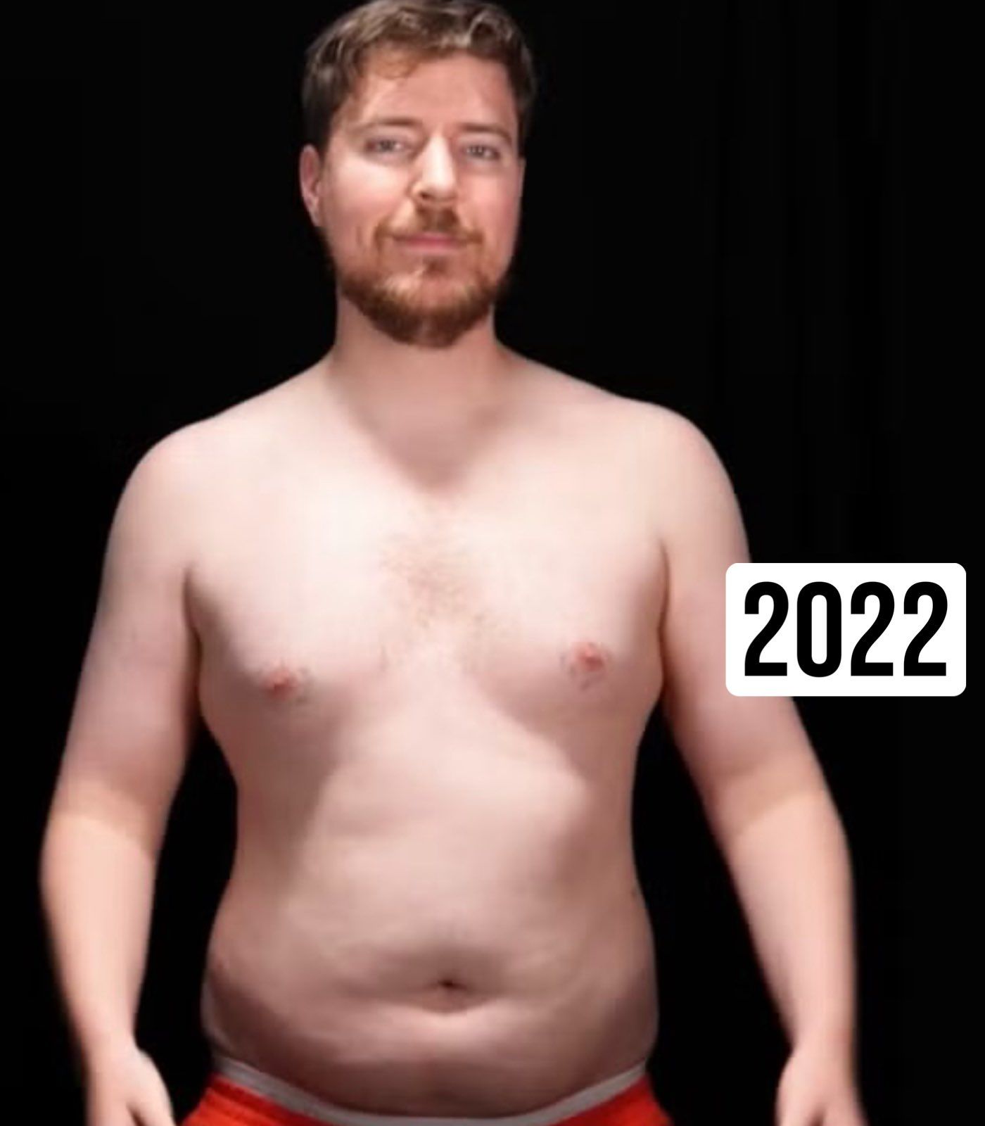 Форма MrBeast в 2022 году до похудения | Источник: MrBeast в X
