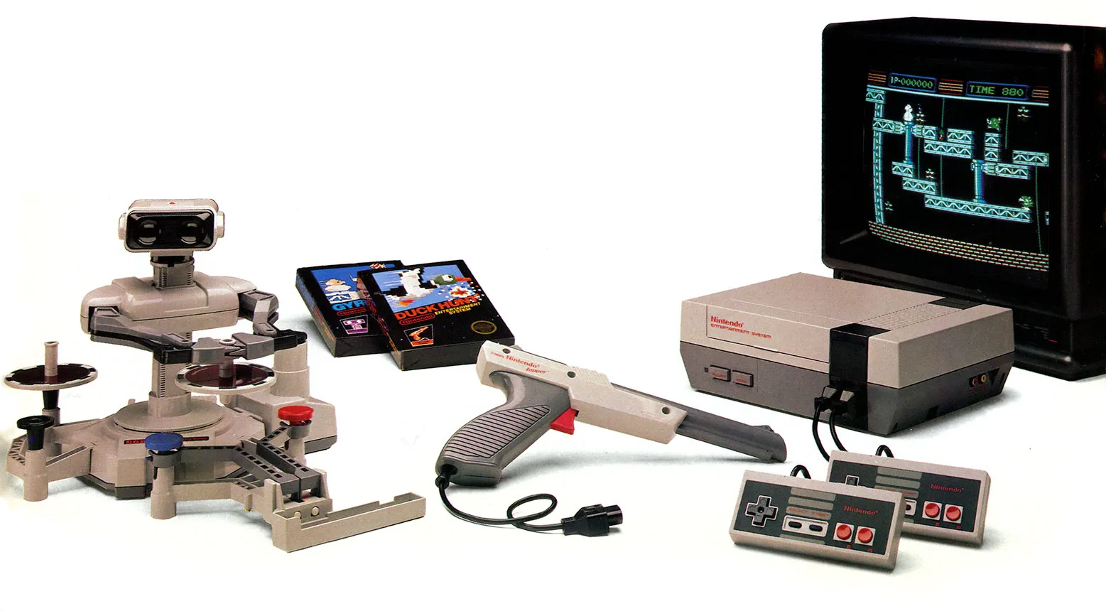 Стартовая комплектация NES, которая позиционировалась в США скорее как игрушка, чем в качестве игровой консоли