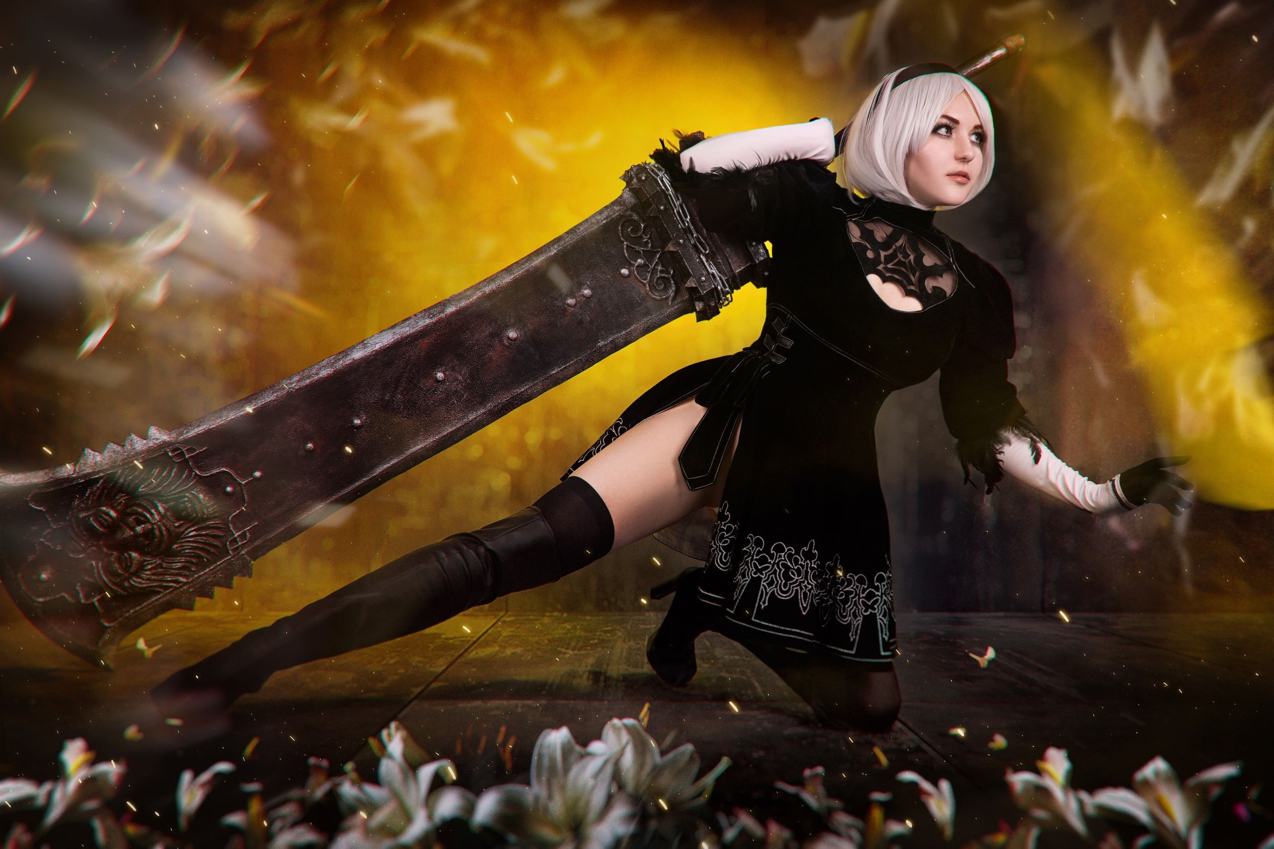 Косплей на 2B из NieR: Automata. Косплеер: Маргарита Елисеева. Фотограф: Евгений Накрышский. Источник: vk.com/fillakteriart