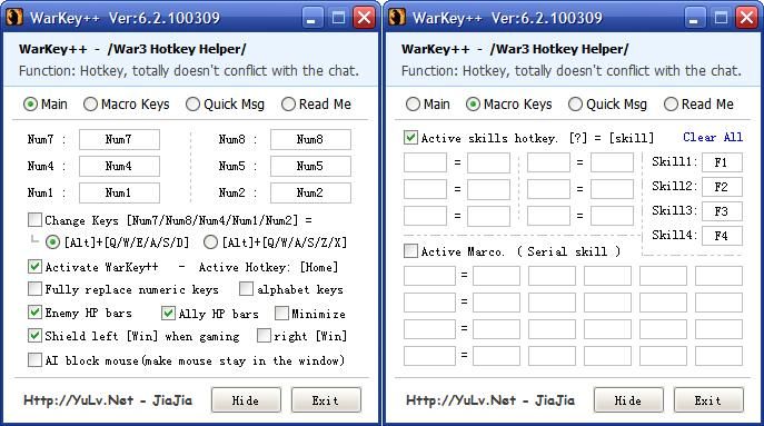 Интерфейс WarKey++ &mdash; одной из лучших программ для назначения своих горячих клавиш в Dota Allstars