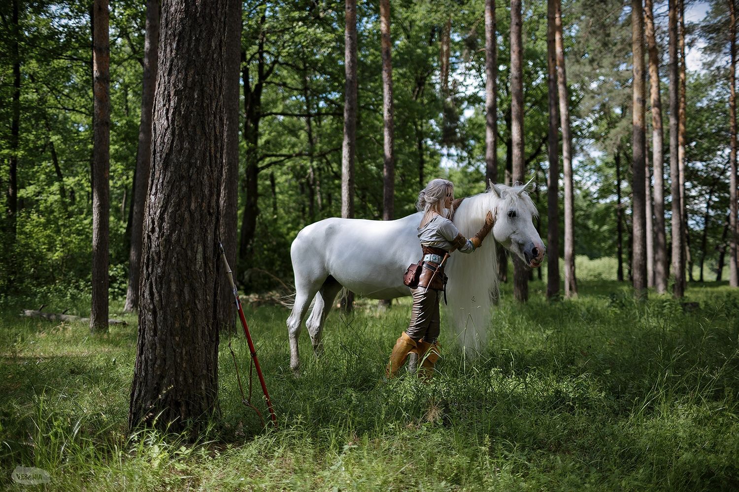 Косплей на Цири и единорога из &laquo;Ведьмака&raquo;. Косплеер: Mina Bloody. Фотограф: VESANIA. Источник: vk.com/elena_vesania