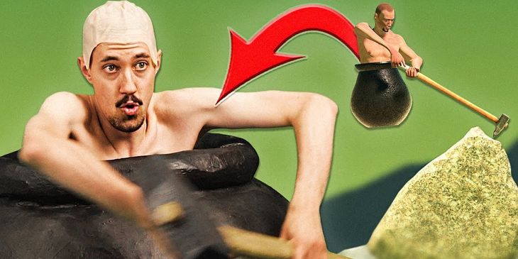 Блогер сыграл в Getting Over It с помощью кувалды, сидя в котле